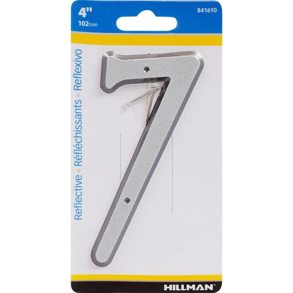 Hillman HILLMAN 4 in. Reflective Silver Plastic Nail-On Number 7 1 pc, PK3 841610 - main
